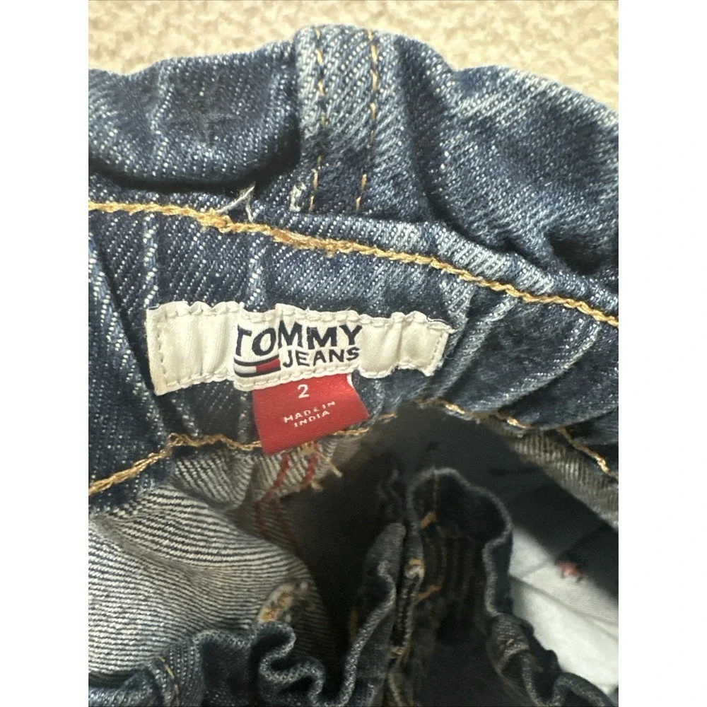 Tommy Hilfiger Women's Paperbag High Rise‎ Star & Flag Waist Jeans Blue Size 2